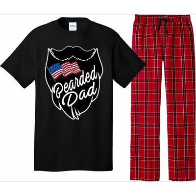 Bearded Dad With American Flag Funny Fathers Day Gift Pajama Set