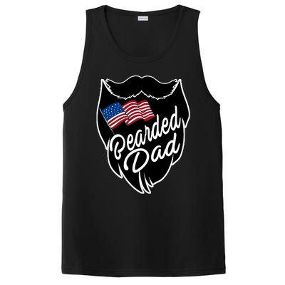 Bearded Dad With American Flag Funny Fathers Day Gift PosiCharge Competitor Tank