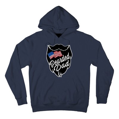 Bearded Dad With American Flag Funny Fathers Day Gift Hoodie