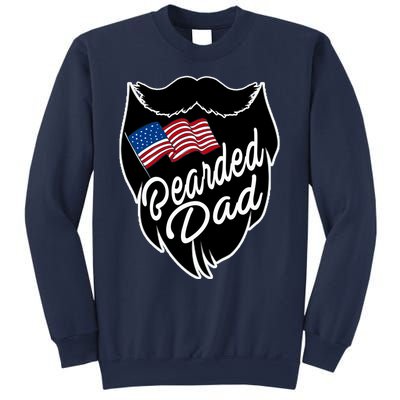 Bearded Dad With American Flag Funny Fathers Day Gift Sweatshirt