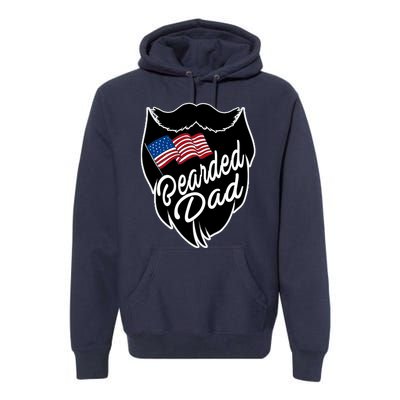 Bearded Dad With American Flag Funny Fathers Day Gift Premium Hoodie