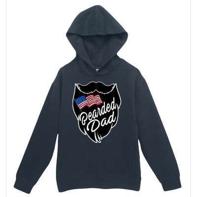 Bearded Dad With American Flag Funny Fathers Day Gift Urban Pullover Hoodie