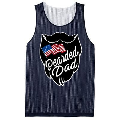 Bearded Dad With American Flag Funny Fathers Day Gift Mesh Reversible Basketball Jersey Tank