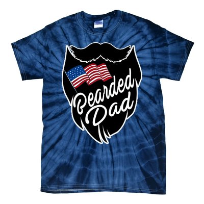 Bearded Dad With American Flag Funny Fathers Day Gift Tie-Dye T-Shirt