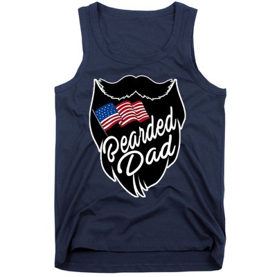 Bearded Dad With American Flag Funny Fathers Day Gift Tank Top