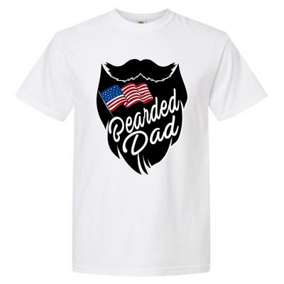 Bearded Dad With American Flag Funny Fathers Day Gift Garment-Dyed Heavyweight T-Shirt