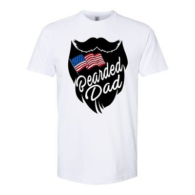 Bearded Dad With American Flag Funny Fathers Day Gift Softstyle CVC T-Shirt