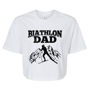 Biathlon Dad Winter Sports Snow Biathlete Cross Country Ski Gift Bella+Canvas Jersey Crop Tee