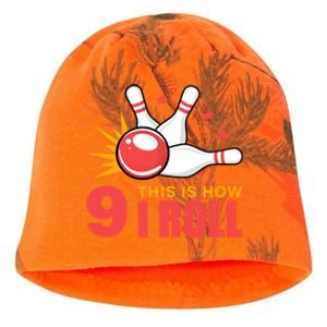 Bowling Design With The Funny Quote 9 This Is How I Roll Funny Gift Kati - Camo Knit Beanie