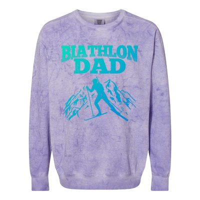 Biathlon Dad Winter Sports Snow Biathlete Cross Country Ski Gift Colorblast Crewneck Sweatshirt