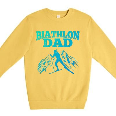 Biathlon Dad Winter Sports Snow Biathlete Cross Country Ski Gift Premium Crewneck Sweatshirt