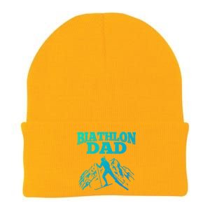 Biathlon Dad Winter Sports Snow Biathlete Cross Country Ski Gift Knit Cap Winter Beanie