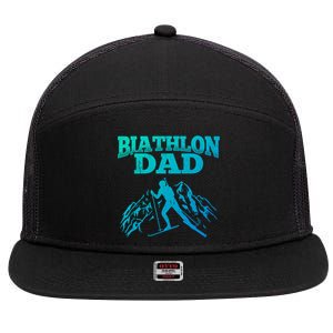 Biathlon Dad Winter Sports Snow Biathlete Cross Country Ski Gift 7 Panel Mesh Trucker Snapback Hat