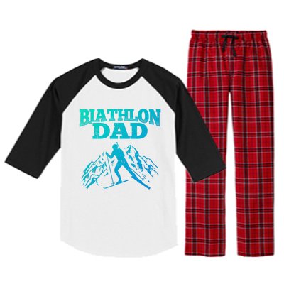 Biathlon Dad Winter Sports Snow Biathlete Cross Country Ski Gift Raglan Sleeve Pajama Set