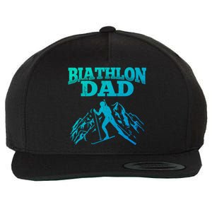 Biathlon Dad Winter Sports Snow Biathlete Cross Country Ski Gift Wool Snapback Cap