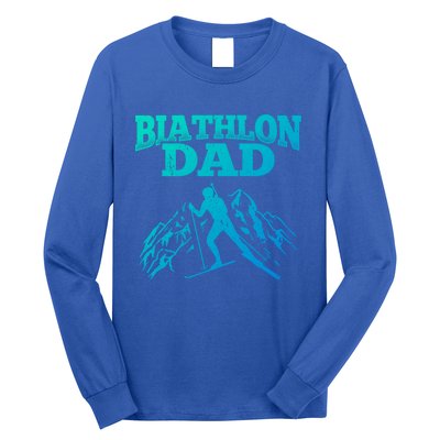 Biathlon Dad Winter Sports Snow Biathlete Cross Country Ski Gift Long Sleeve Shirt