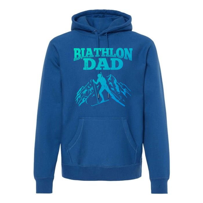 Biathlon Dad Winter Sports Snow Biathlete Cross Country Ski Gift Premium Hoodie