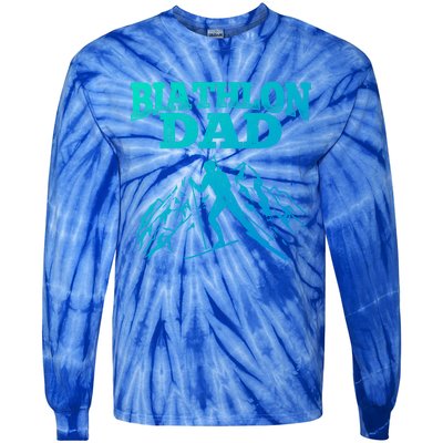 Biathlon Dad Winter Sports Snow Biathlete Cross Country Ski Gift Tie-Dye Long Sleeve Shirt