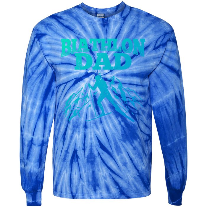 Biathlon Dad Winter Sports Snow Biathlete Cross Country Ski Gift Tie-Dye Long Sleeve Shirt