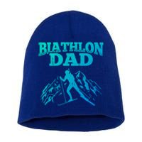 Biathlon Dad Winter Sports Snow Biathlete Cross Country Ski Gift Short Acrylic Beanie