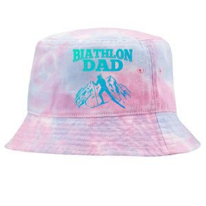 Biathlon Dad Winter Sports Snow Biathlete Cross Country Ski Gift Tie-Dyed Bucket Hat