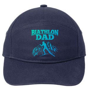 Biathlon Dad Winter Sports Snow Biathlete Cross Country Ski Gift 7-Panel Snapback Hat