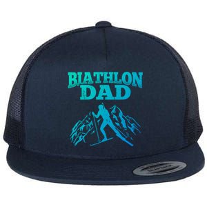 Biathlon Dad Winter Sports Snow Biathlete Cross Country Ski Gift Flat Bill Trucker Hat