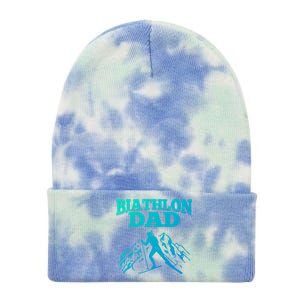 Biathlon Dad Winter Sports Snow Biathlete Cross Country Ski Gift Tie Dye 12in Knit Beanie