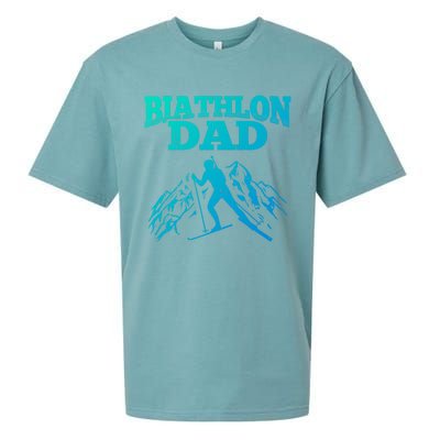 Biathlon Dad Winter Sports Snow Biathlete Cross Country Ski Gift Sueded Cloud Jersey T-Shirt