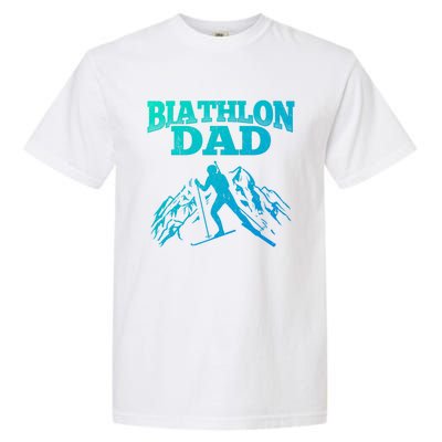 Biathlon Dad Winter Sports Snow Biathlete Cross Country Ski Gift Garment-Dyed Heavyweight T-Shirt