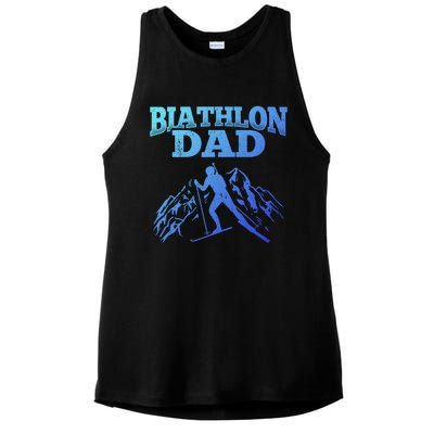 Biathlon Dad Winter Sports Snow Biathlete Cross Country Ski Gift Ladies PosiCharge Tri-Blend Wicking Tank