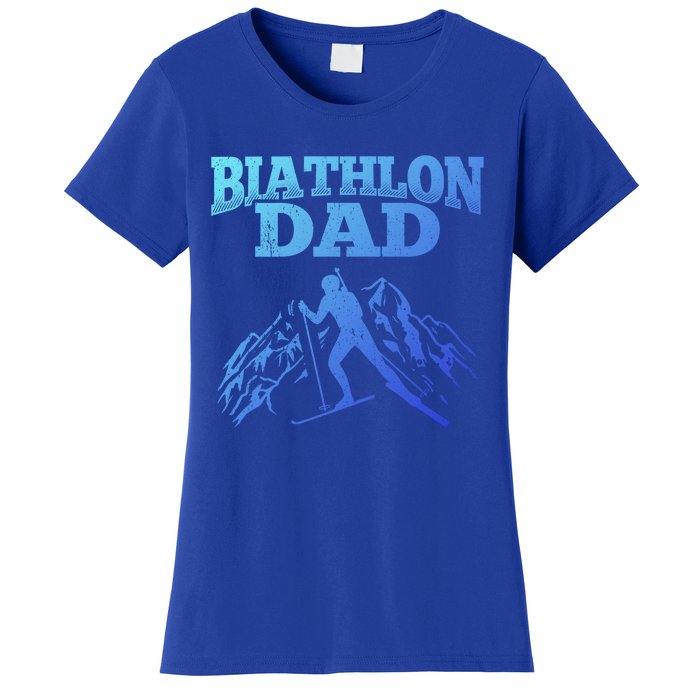 Biathlon Dad Winter Sports Snow Biathlete Cross Country Ski Gift Women's T-Shirt