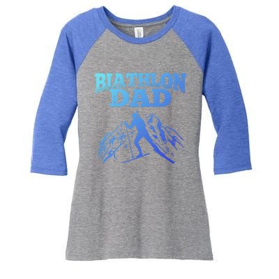 Biathlon Dad Winter Sports Snow Biathlete Cross Country Ski Gift Women's Tri-Blend 3/4-Sleeve Raglan Shirt