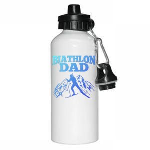 Biathlon Dad Winter Sports Snow Biathlete Cross Country Ski Gift Aluminum Water Bottle