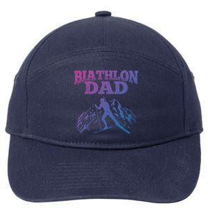 Biathlon Dad Winter Sports Snow Biathlete Cross Country Ski Gift 7-Panel Snapback Hat