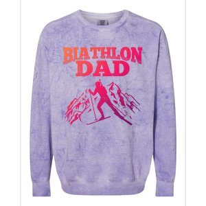 Biathlon Dad Winter Sports Snow Biathlete Cross Country Ski Gift Colorblast Crewneck Sweatshirt