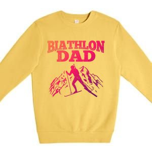 Biathlon Dad Winter Sports Snow Biathlete Cross Country Ski Gift Premium Crewneck Sweatshirt