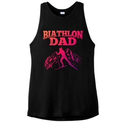 Biathlon Dad Winter Sports Snow Biathlete Cross Country Ski Gift Ladies PosiCharge Tri-Blend Wicking Tank