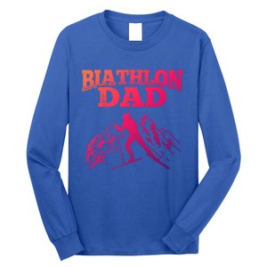 Biathlon Dad Winter Sports Snow Biathlete Cross Country Ski Gift Long Sleeve Shirt