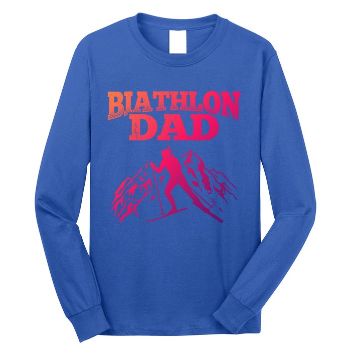 Biathlon Dad Winter Sports Snow Biathlete Cross Country Ski Gift Long Sleeve Shirt