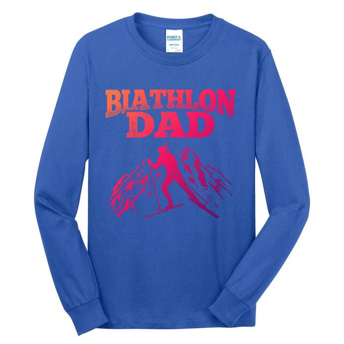 Biathlon Dad Winter Sports Snow Biathlete Cross Country Ski Gift Tall Long Sleeve T-Shirt