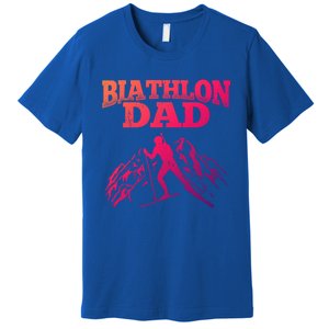 Biathlon Dad Winter Sports Snow Biathlete Cross Country Ski Gift Premium T-Shirt