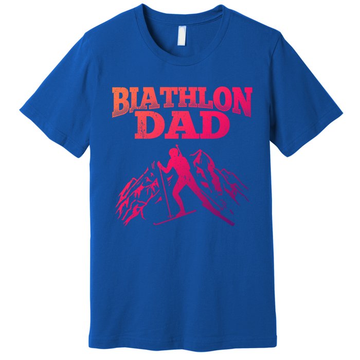 Biathlon Dad Winter Sports Snow Biathlete Cross Country Ski Gift Premium T-Shirt