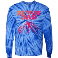 Biathlon Dad Winter Sports Snow Biathlete Cross Country Ski Gift Tie-Dye Long Sleeve Shirt