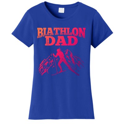 Biathlon Dad Winter Sports Snow Biathlete Cross Country Ski Gift Women's T-Shirt