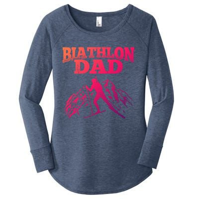 Biathlon Dad Winter Sports Snow Biathlete Cross Country Ski Gift Women's Perfect Tri Tunic Long Sleeve Shirt