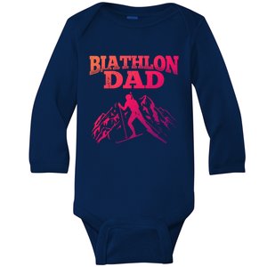 Biathlon Dad Winter Sports Snow Biathlete Cross Country Ski Gift Baby Long Sleeve Bodysuit