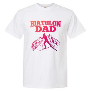 Biathlon Dad Winter Sports Snow Biathlete Cross Country Ski Gift Garment-Dyed Heavyweight T-Shirt