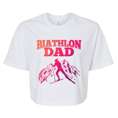 Biathlon Dad Winter Sports Snow Biathlete Cross Country Ski Gift Bella+Canvas Jersey Crop Tee