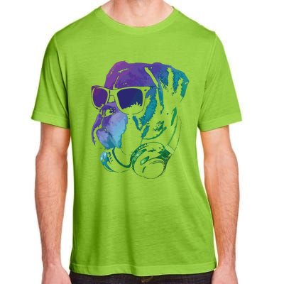 Boxer Dog With Sunglasses And Headphones Adult ChromaSoft Performance T-Shirt